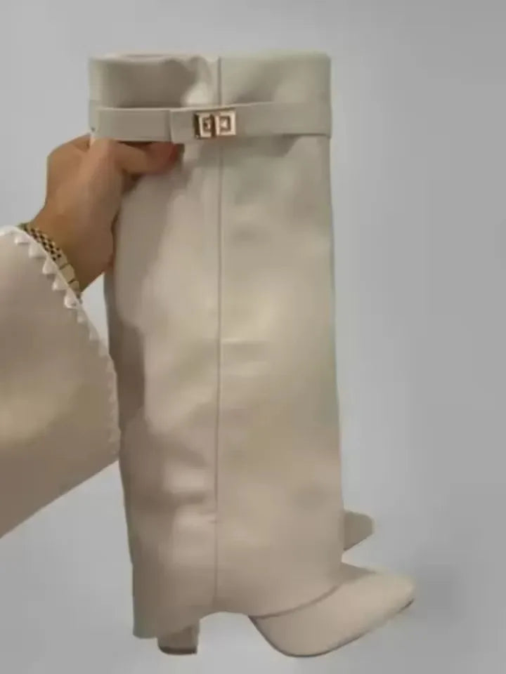 BOTTES D’AUTOMNE EN CUIR BLANC