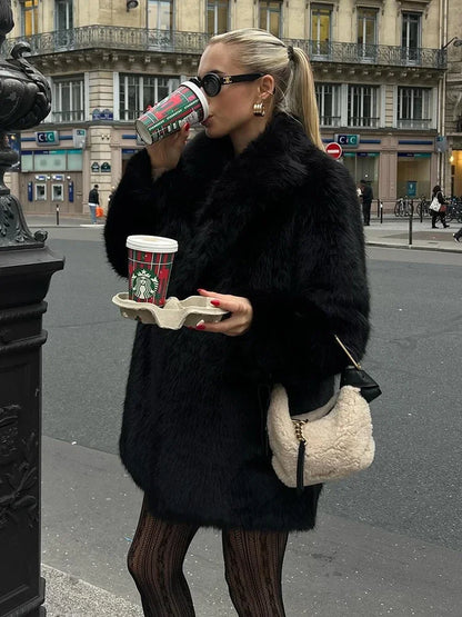 Fashion Solid Fur Coat