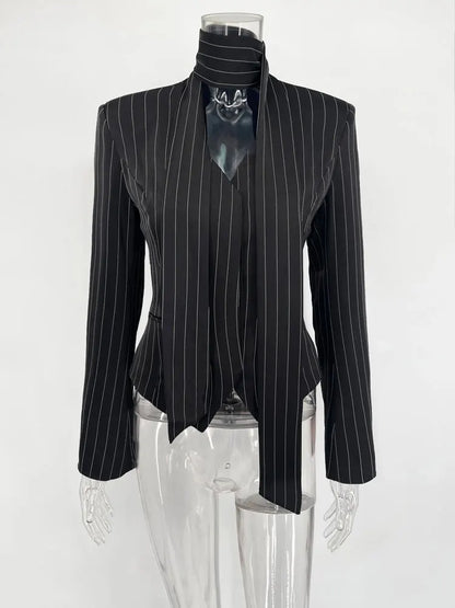 LUXURY V-NECK STRIPED COAT