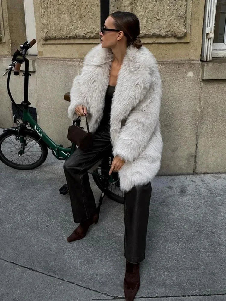 Fashion Solid Fur Coat