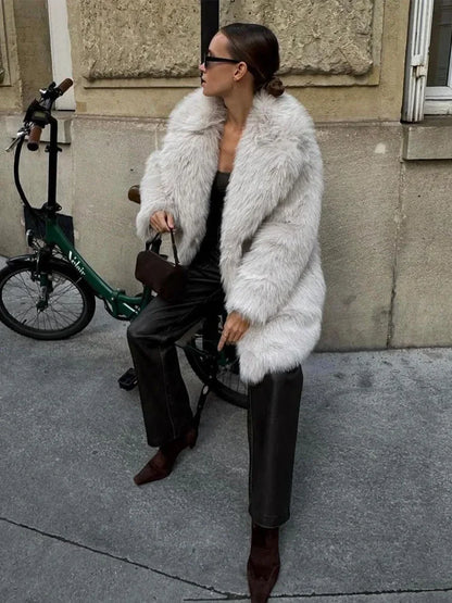 Fashion Solid Fur Coat