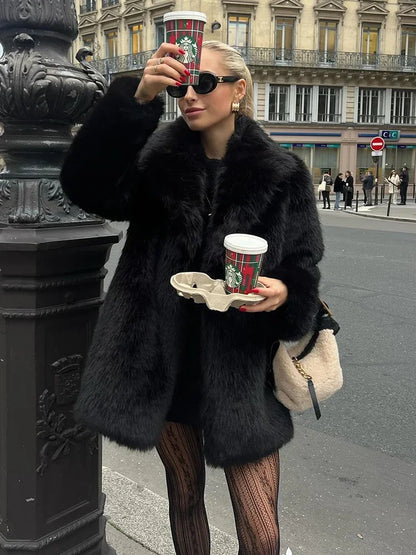 Fashion Solid Fur Coat