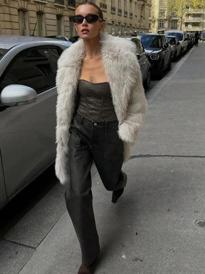 Fashion Solid Fur Coat