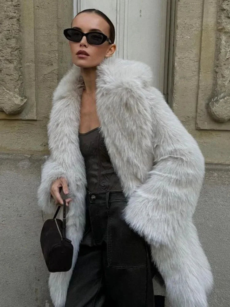 Fashion Solid Fur Coat