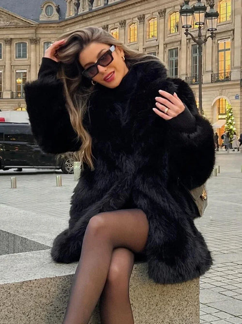 Fashion Solid Fur Coat