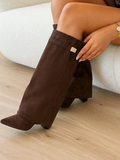 BOTTES D’AUTOMNE EN DAIM MARRON