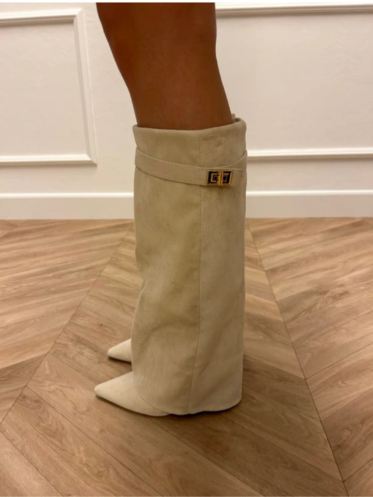 BOTTES D’AUTOMNE EN DAIM BLANC