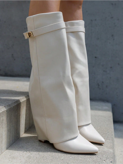 BOTTES D’AUTOMNE EN CUIR BLANC