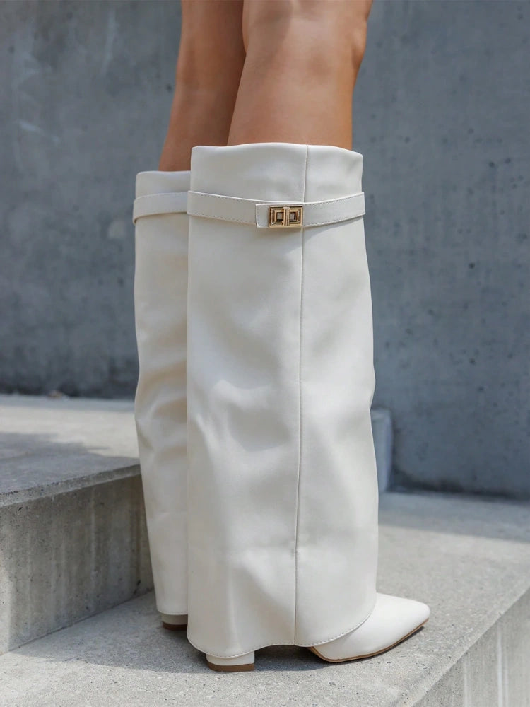 BOTTES D’AUTOMNE EN CUIR BLANC